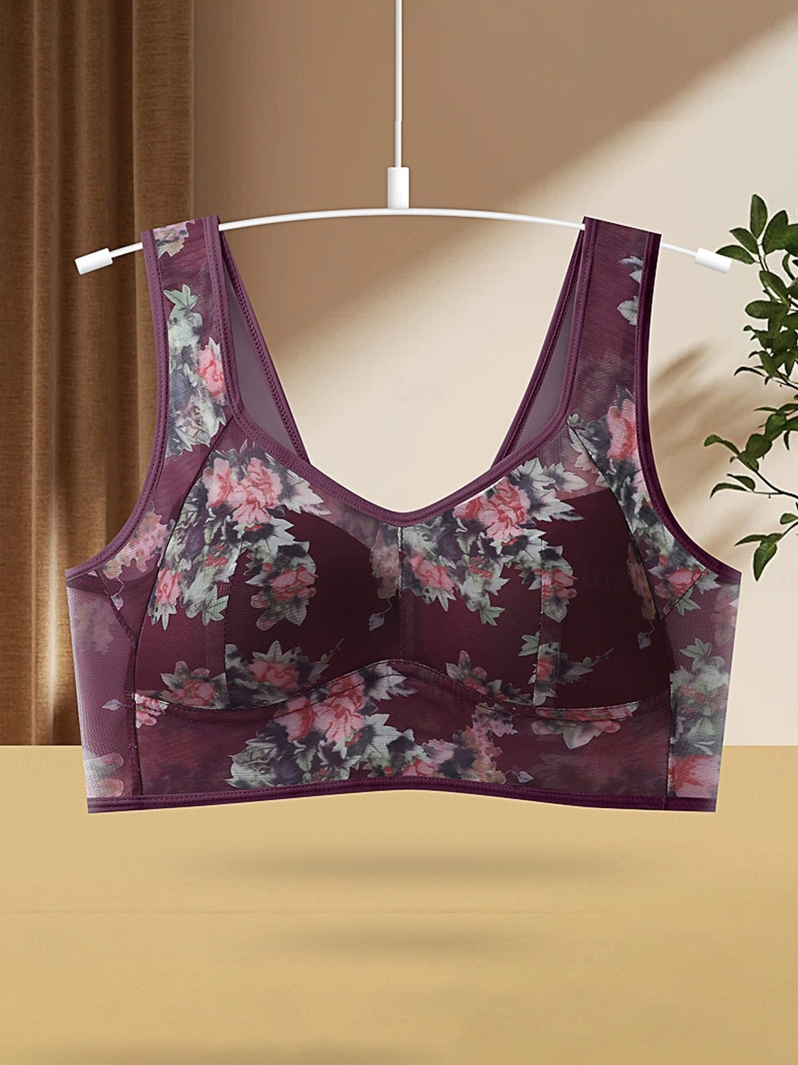 sutiã feminino de malha com estampa floral sutiã gráfico sem aro sem enchimento cobertura total sutiã moldado sólido para o dia a dia roupas para casa de 2025 por $14.99 –P2
