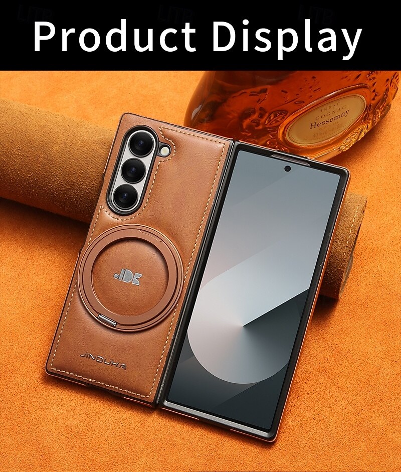 Phone Case For Samsung Galaxy Z Fold 6 Z Fold 5 Z Fold 4 Z Fold 3 Back Cover with Stand Holder Support Wireless Charging Shockproof Retro TPU PU Leather 2025 - $29.99 –P12