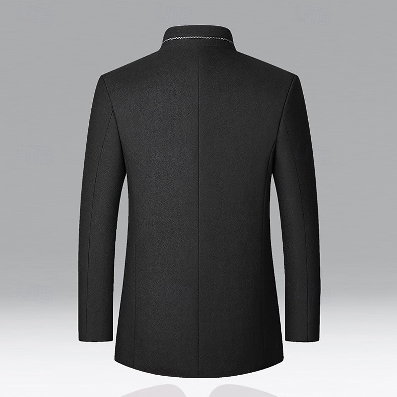 Herr Vinterkappa Yllekappa Trenchcoat Dagligen Semester Höst vinter Polyester Håller värmen Ytterkläder Kläder Mode Klassisk Slät Ficka Hög krage Enkelknäppt 2025 - $69.99 –P6