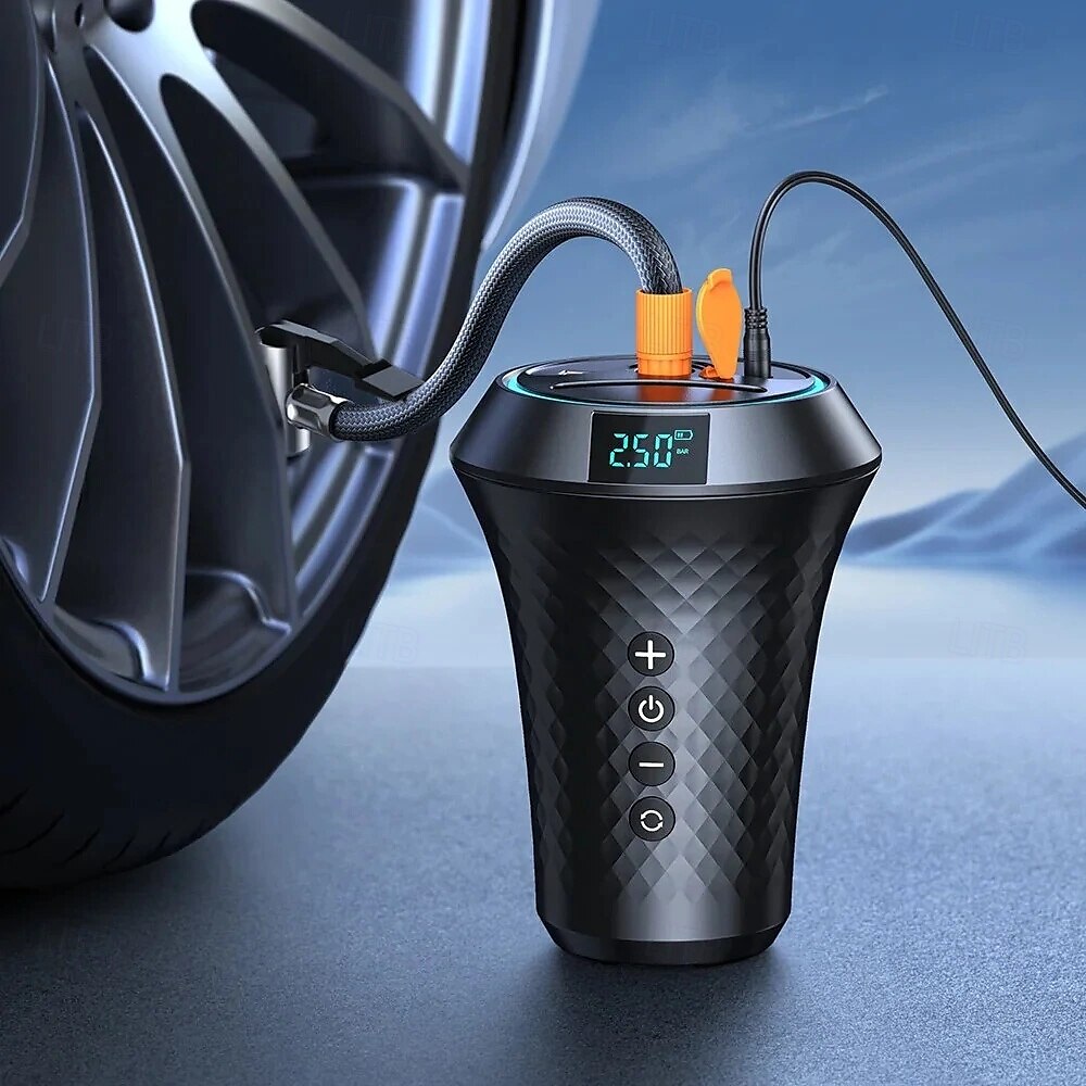 2-in-1 draagbare luchtpomp cup extender autolader bandenpomp luchtcompressor autopomp pomp mobiele telefoon snel opladen 2025 - $47.99 –P1