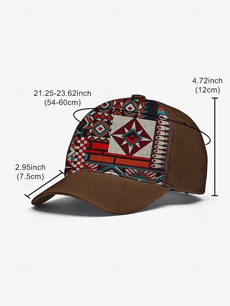 Men's Brown Baseball Cap with Colorful Tribal Print – Adjustable Casual Hat for Outdoor Activities and Festivals 2025 - $18.99 –P3