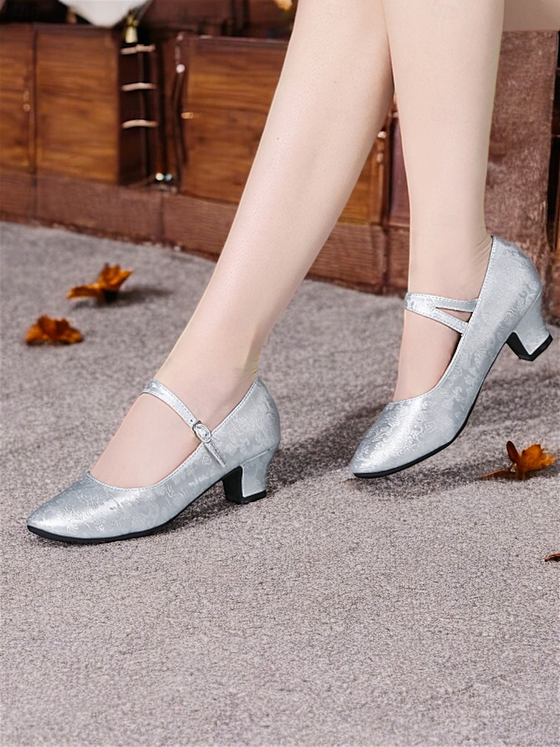 scarpe da ballo vintage da donna modello mary jane verdi con motivo floreale jacquard e tacco a blocco, perfette per balli da sala, latino americani ed eventi formali del 2025 a $42.99 –P4
