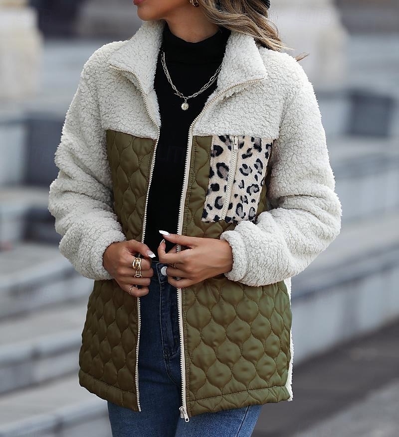 Mulheres Casaco impermeável Para Noite Outono Inverno Longo Casaco Normal Manter Quente Respirável à moda Casual Casaco Manga Longa Leopardo Corte Justo Vinho Verde Tropa Café de 2025 por $36.99 –P5