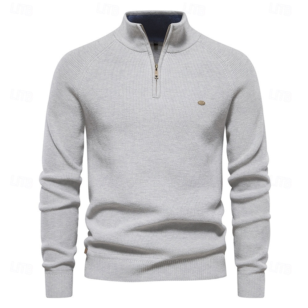 nouveaux cardigans à fermeture éclair en coton d'automne pour hommes mode décontracté social hommes pulls col haut chaud hiver pull tricoté hommes de 2025 ? $46.99 –P2
