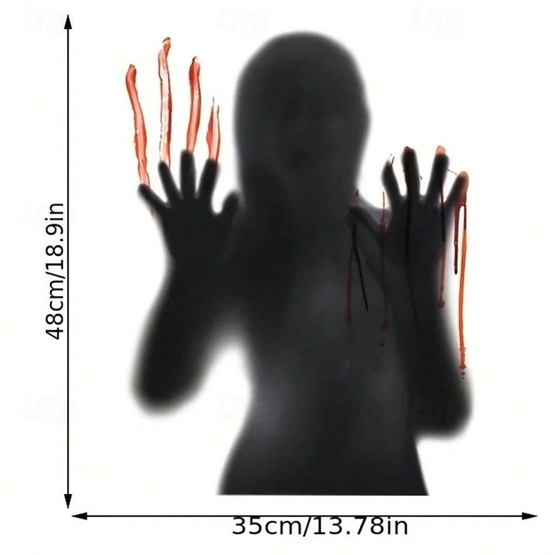 halloween samolepky na zeď - samolepicí skleněné dekorace na okna s rukama duchů, ženským duchem, krvavými otisky rukou a stopami 2025 - $9.49 –P6