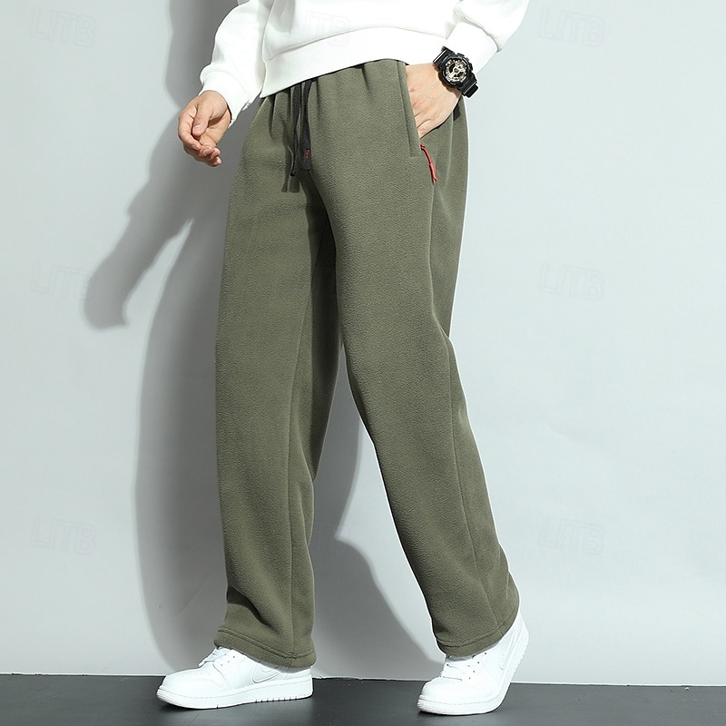 Herren Sherpa Fleecehosen Jogginghose Trainingshose Jogginghose Jogger Hose Hosen Kordelzug Tasche mit Reißverschluss Gerade geschnitten Glatt Komfort Warm In voller Länge Outdoor Casual Täglich 2025 - $25.99 –P5