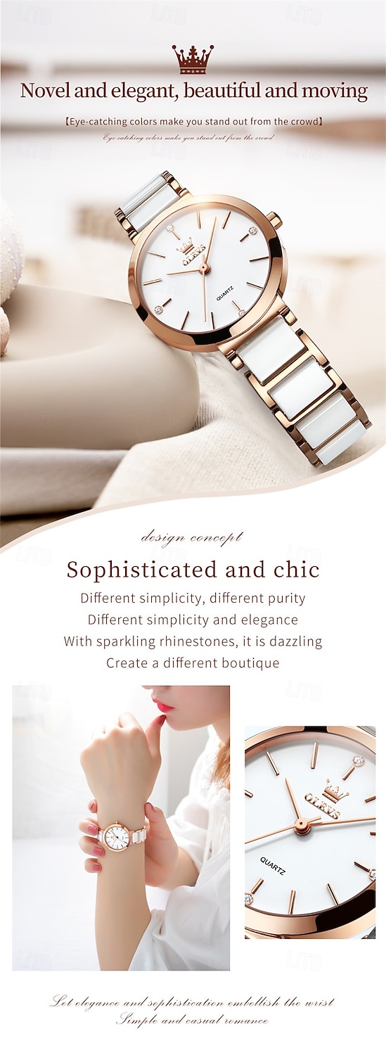 New Olevs Olevs Brand Fashion Trend Ceramic Strap Mother's Day Gift for Women'S Watches Simple Waterproof Life Travel Leisure Sports Diamonds Wristwatch 2026 - $34.99 –P2