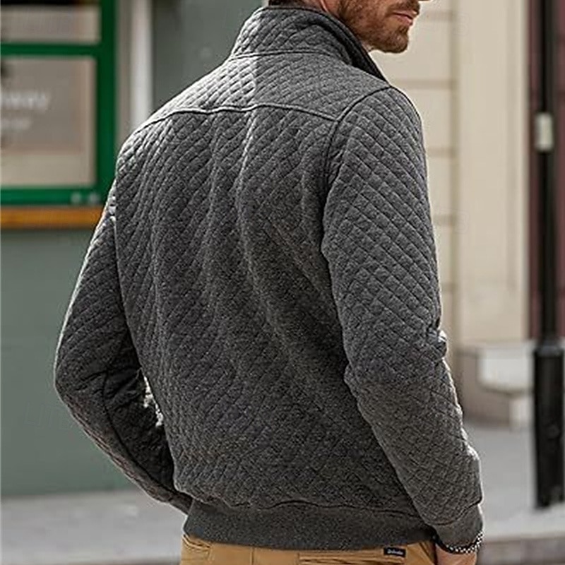 Hombre Sudadera Negro Blanco Verde Oscuro Gris Claro Gris Oscuro Cuello Mao Bloque de color Jacquard Retazos Bolsillo Estriado Deporte Diario Festivos Poliéster Texturizado Ropa de calle Básico Casual 2025 - $26.99 –P9
