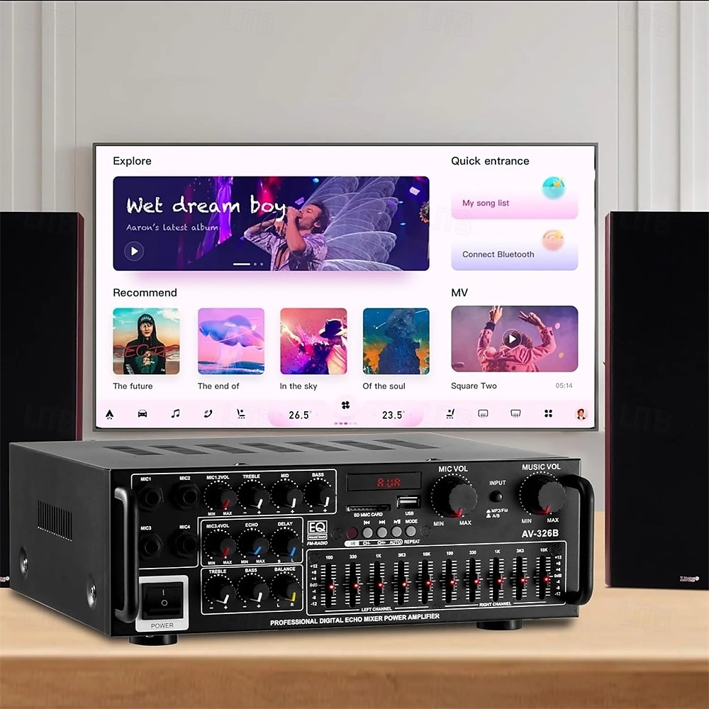 vysoce výkonný domácí zesilovač 12v/110v/220v 4 kanály bluetooth 5.0 ekvalizér auto venkovní karaoke podpora přehrávání z usb/sd karty 2025 - $159.99 –P1