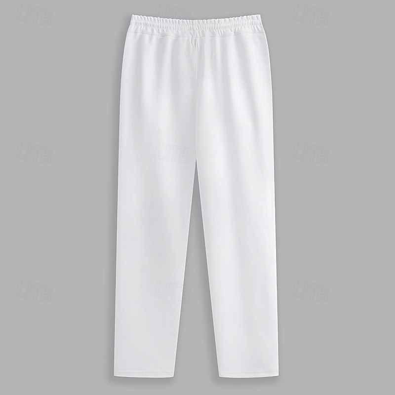 Муж. Штаны Бегун Брюки со складками Кулиска Эластичная талия Полотняное плетение Комфорт Дышащий Повседневные Праздники Спорт Мода Черный Белый 2026 - $20.99 –P2