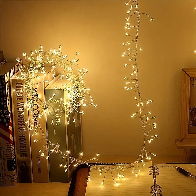 Cadena de luces LED con forma de petardo, 31 V CC, 9 m/6 m, 300/200 LED, IP65, resistente al agua, para exteriores, decoración de fiestas navideñas, iluminación colorida, 1 unidad 2025 - $28.99 –P8