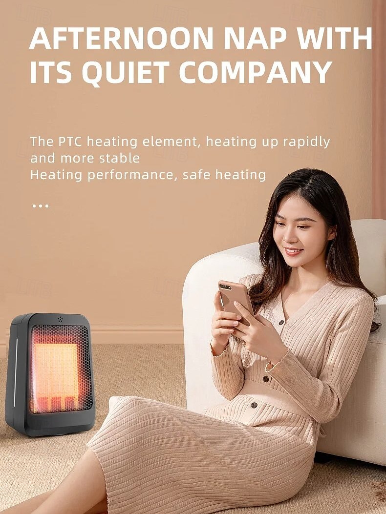 Space Heater 1200W Electric Heater Indoor Portable Thermostat PTC Fast Heating Chamber Small Heater with Heating and Fan Mode 2025 - $45.99 –P3