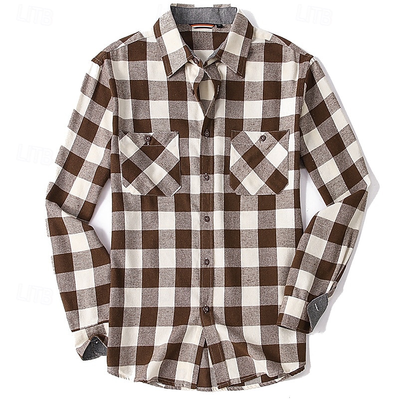 Per uomo Camicia Camicia di flanella Sovracamicia A quadri Esterno Strada Nero Bianco Rosso Blu marino Manica lunga Colletto Primavera & Autunno Abbigliamento del 2025 a $30.99 –P8