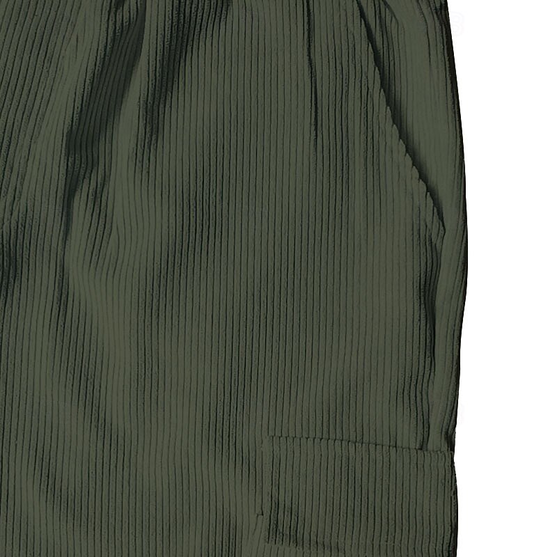 Men's Cargo Pants Corduroy Pants Trousers Straight Leg Sweatpants Elastic Waist Drawstring Multi Pocket Plain Wearable Outdoor Daily Camping & Hiking Fashion Classic Black Army Green 2026 - $28.99 –P3