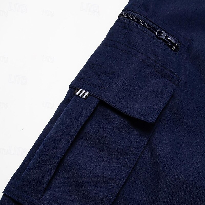 Voor heren Cargohosen Broek Elastische taille Zak met rits Recht been Effen Comfort Zacht Volledige lengte Buiten Dagelijks Uitgaan Modieus Streetwear Zwart blauw 2025 - $23.99 –P7