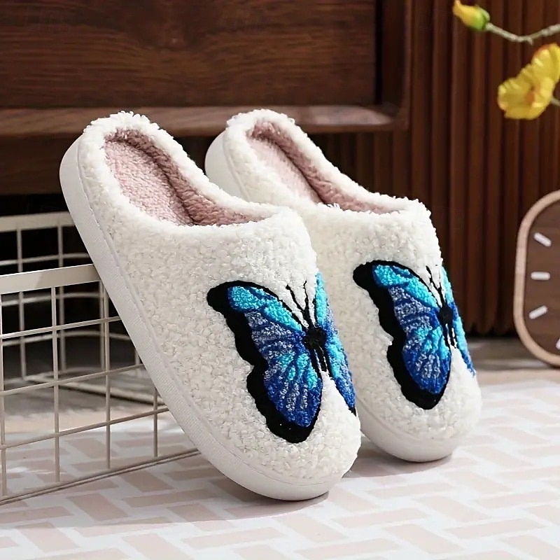calde pantofole invernali in cotone per donna peluche da interno farfalla arcobaleno design comfort per la casa del 2025 a $16.99 –P2