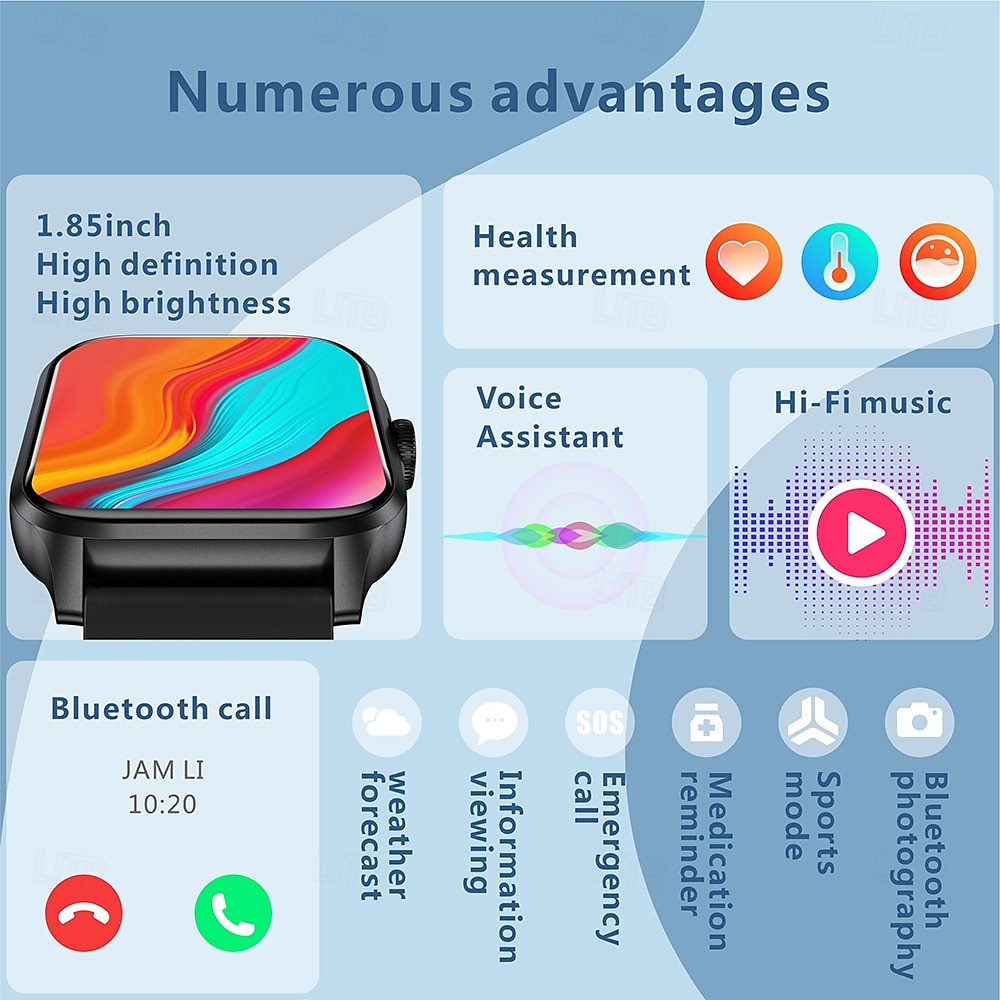 iMosi QX15 Slimme horloge 1.85 inch(es) Smart horloge Bluetooth Stappenteller Gespreksherinnering Activiteitentracker Compatibel met: Android iOS Dames Heren Handsfree bellen Waterbestendig 2025 - $36.19 –P2