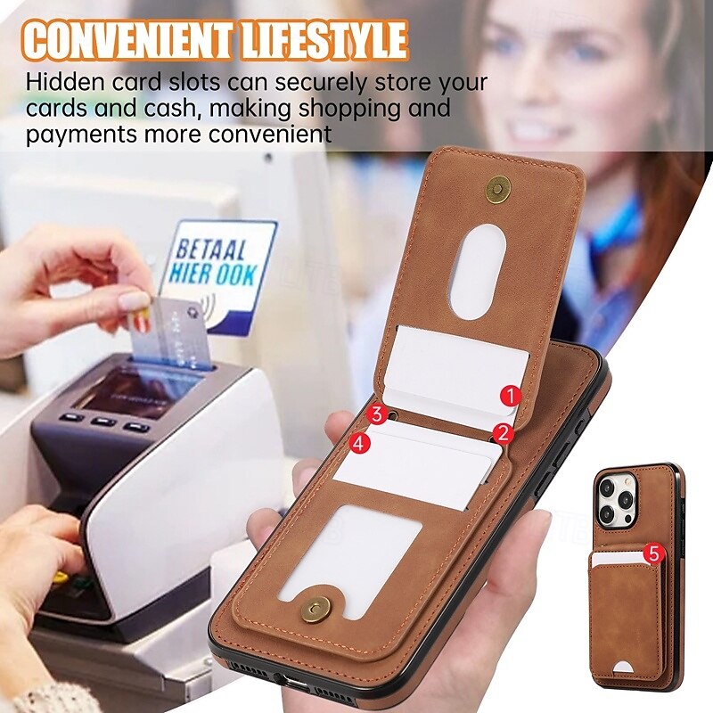 Phone Case For iPhone 16 Pro Max Plus iPhone 15 Pro Max Plus iPhone 14 13 12 11 Pro Max Plus Mini SE Back Cover with Stand Holder Magnetic with Lanyard Retro TPU PU Leather 2025 - $17.99 –P10
