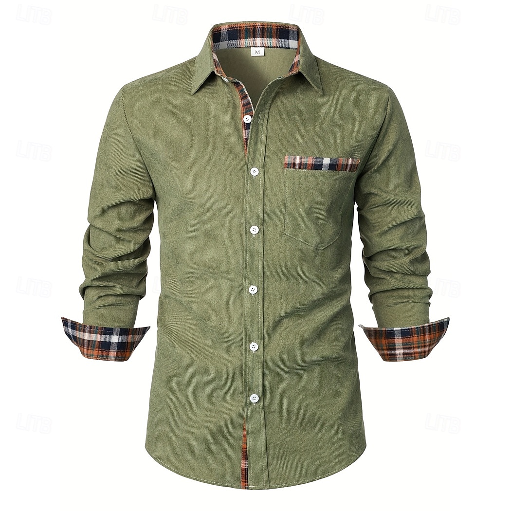 Per uomo Camicia Camicia di velluto a coste Sovracamicia A quadri Esterno Strada Nero Blu marino Marrone Verde Manica lunga Colletto Inverno Primavera & Autunno Abbigliamento del 2025 a $27.99 –P5