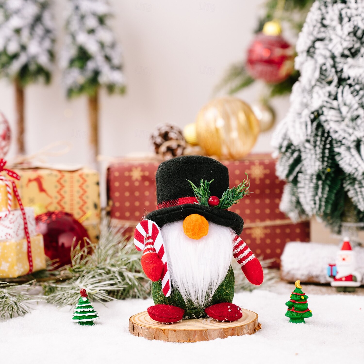 figuras de gnomos de natal - chapéu xadrez com sabugueiro da floresta, gnomo de chifre de veado, boneco rudolph, decorações festivas de fim de ano de 2025 por $7.99 –P7