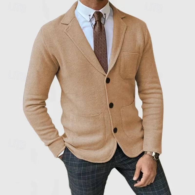 Herren Leichte Jacke Freizeitjacke Blazer Sakko Täglich Urlaub Weich Tasche Herbst Winter Glatt Modisch Klassisch Kargen Standard Schwarz Blau Khaki Hellgrau Armeegrün Jacken 2025 - $43.99 –P4