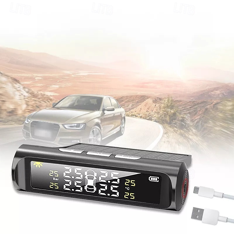 monitor de presiune a anvelopelor de mașină fără fir mașină tpms sistem de monitorizare a presiunii în anvelope a energiei solare afișaj digital lcd usb alarmă de securitate auto anvelope senzor 2025 - $52.99 –P1