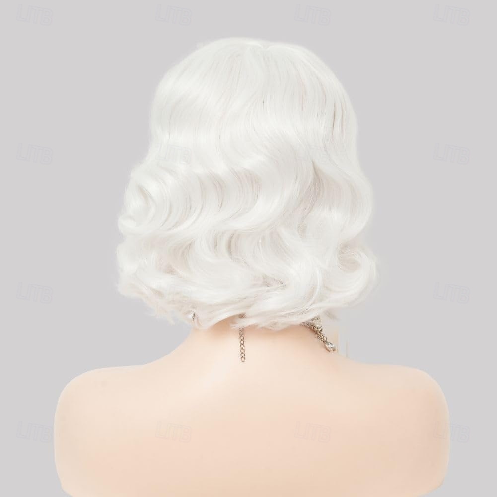 Lyhyt kihara peruukki naisille 1920-luvun sormiaallon peruukki cosplay-karnevaali synteettiset hiukset peruukit Halloween-peruukit 2025 - $19.49 –P4