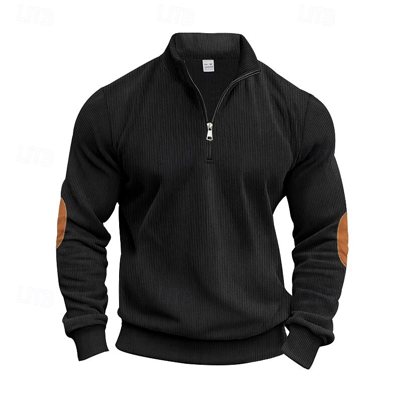 Homme Sweat-shirt Sweat-shirt quart de fermeture éclair Abricot Noir Vert Véronèse bleu marine Gris Demi-zip Bloc de Couleur Patchwork A côtes Texturé Sport & Loisir Quotidien Fête Polyester Velours de 2025 ? $23.99 –P11