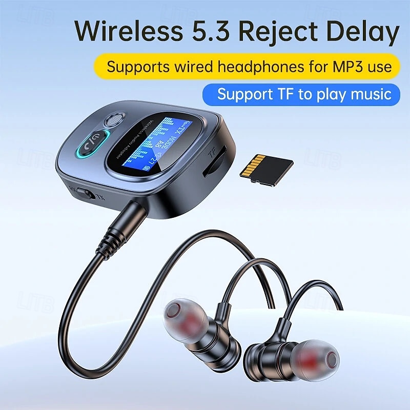 2-in-1-Bluetooth-Adapter, Empfänger, Sender mit HD-Display, Audio-Adapter, Bluetooth 5.3-Empfänger fürs Auto mit LED-Display, AUX-Bluetooth 2025 - $24.99 –P1
