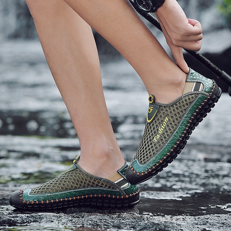 Men's Breathable Mesh Slip-On Casual Shoes – Lightweight Outdoor Walking Loafers with Hand-Stitched Detailing and Flexible Sole 2025 - $34.99 –P3