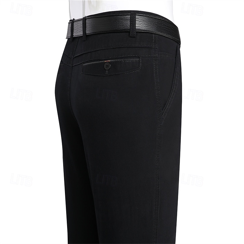 Herr Kostymbyxor Långbyxor Kinesiska Knappar Ficka Slät Komfort Formell Fest Arbete Mode Klassisk Stil 다크 카키 Ljus kaki Microelastisk 2025 - $16.49 –P4