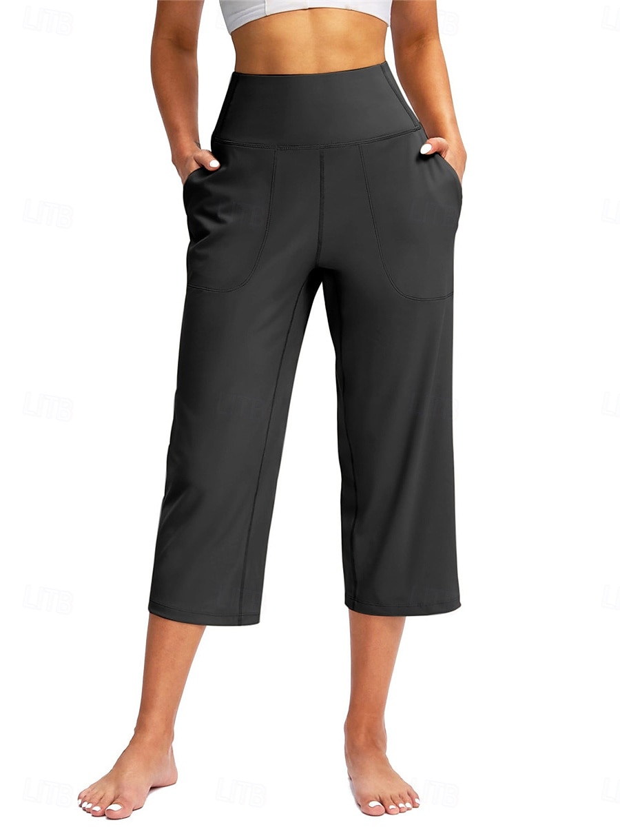 Femme Ample Chino Style classique Mollet Taille haute Plein Poche Confortable Doux Micro-élastique Yoga Casual Noir Blanche Abricot Café Printemps & Automne Standard de 2025 ? $22.99 –P7
