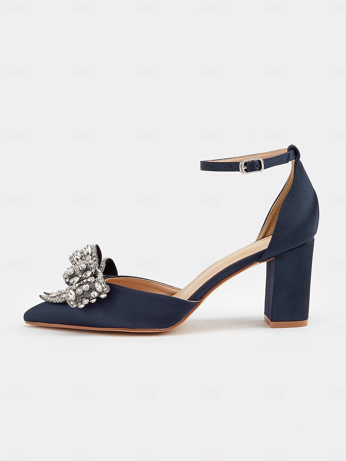 Damen Pumps aus Satin mit Blockabsatz und Strass-Schleife – elegante formelle Pumps für Hochzeiten und besondere Anlässe 2025 - $59.99 –P3