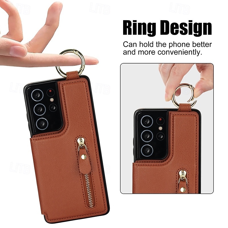 Phone Case For S24 S24 Ultra Plus S23 S22 S21 S20 Ultra Plus FE A55 5G A14 A54 A72 A73 A53 A70S Back Cover with Stand Holder Zipper Card Slot Retro TPU PU Leather 2025 - $22.99 –P2