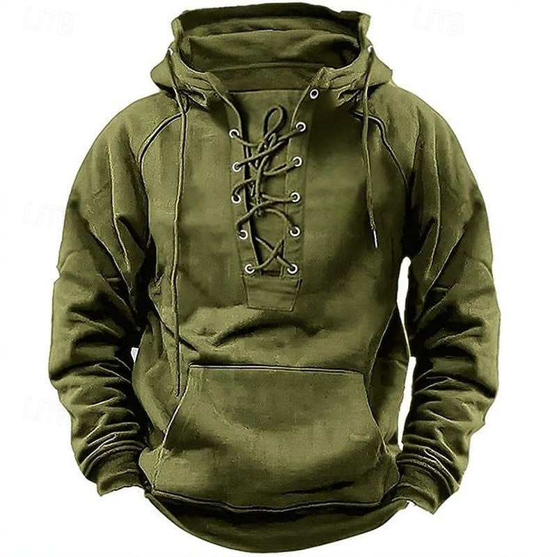 Pánská mikina s kapucí a stahovací šňůrkou černá růžová armádní zelená modrá khaki s kapucí bez kapsy vpředu sportovní outdoor denní sváteční streetwear základní ležérní podzim zima oblečení mikiny s kapucí 2025 - $30.99 –P1