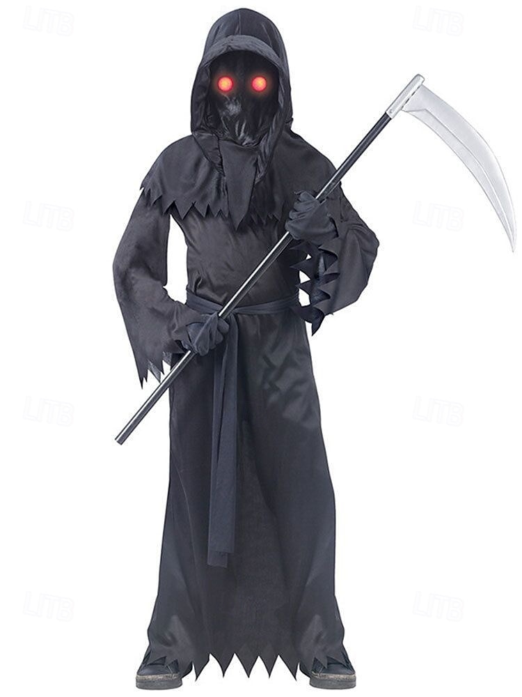 Smrtka předvečer Všech svatých Pláštěnka Cosplay kostým Přehoz Strašidelný kostým Dětské Chlapecké Karneval Plesová maškaráda Párty předvečer Všech svatých Jednoduché Halloweenské kostýmy Oblékněte se 2025 - $32.99 –P2