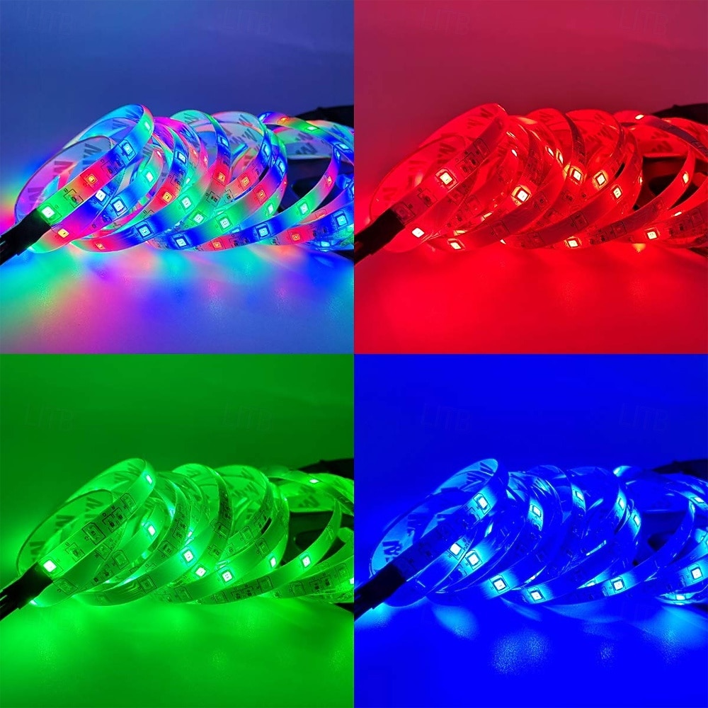 Bande lumineuse LED flexible RVB 5 m Tiktok Lights 300 LED 2835 8 mm IR 44 touches Télécommande connectable auto-adhésive changement de couleur de 2025 ? $16.49 –P9