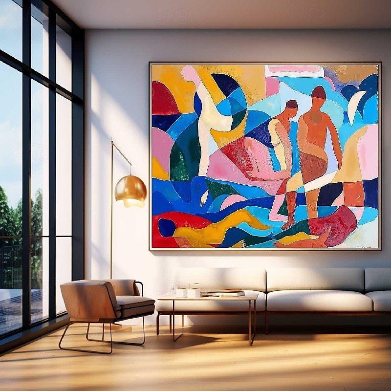 handgemachtes farbenfrohes modernes Ölgemälde auf Leinwand, großes handgemaltes abstraktes strukturiertes Personengemälde, Wandkunst, zeitgenössisches minimalistisches Kunstwerk, Wandgemälde für 2025 - $125.99 –P3