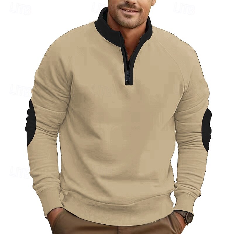 Men's Sweatshirt Quarter Zip Sweatshirt Black Navy Blue Khaki Light Grey Dark Gray Half Zip Plain Color Block Quarter Zip Daily Holiday Going out Streetwear Casual Fall Winter Clothing Apparel Hoodies 2025 - $28.99 –P5