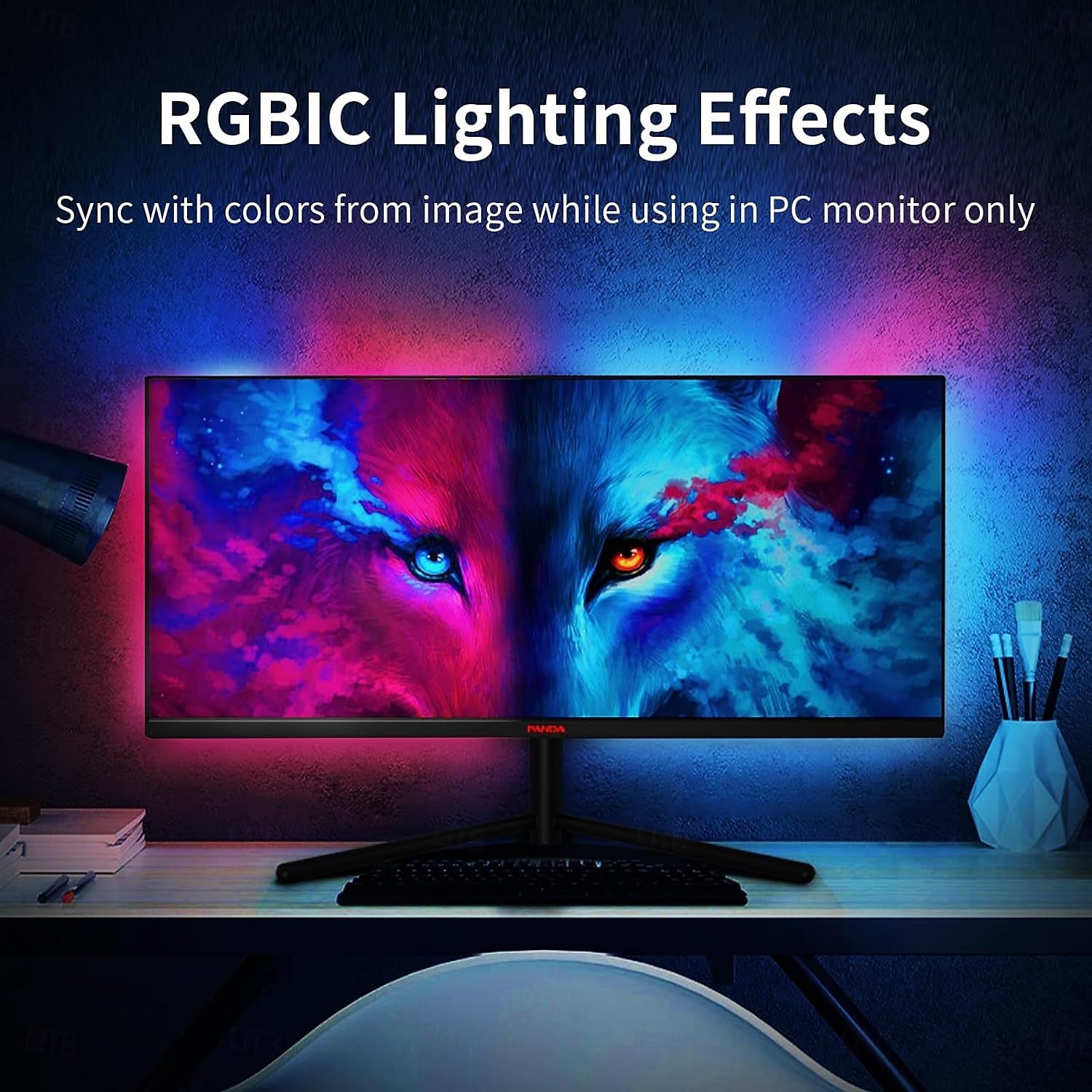 2025年 スマート モニター バックライト ストリップ、RGBIC アドレス指定可能なドリーム カラー LED ストリップ ライトは、コンピューターとテレビの画面表示と同期します。カラフルな e スポーツ アンビエント照明、ゲーム体験を向上させる 30 個の LED ビーズ/メートル  コレクション – $26.99 –P1