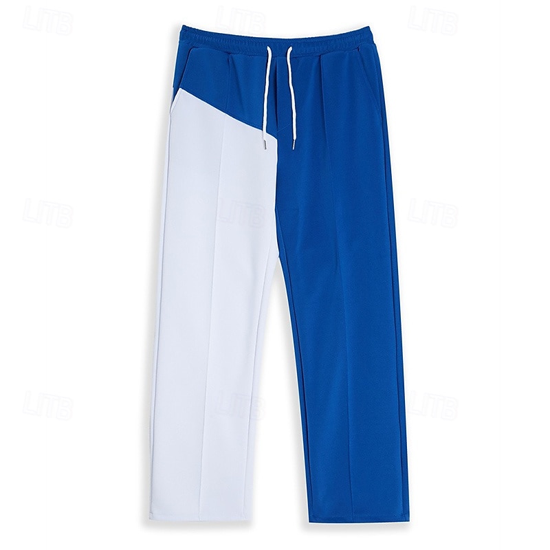 Men's Sweatpants Joggers Trousers Straight Leg Sweatpants Pleated Pants Patchwork Drawstring Elastic Waist Color Block Comfort Breathable Casual Daily Holiday Sports Fashion Black Blue 2025 - $27.99 –P1