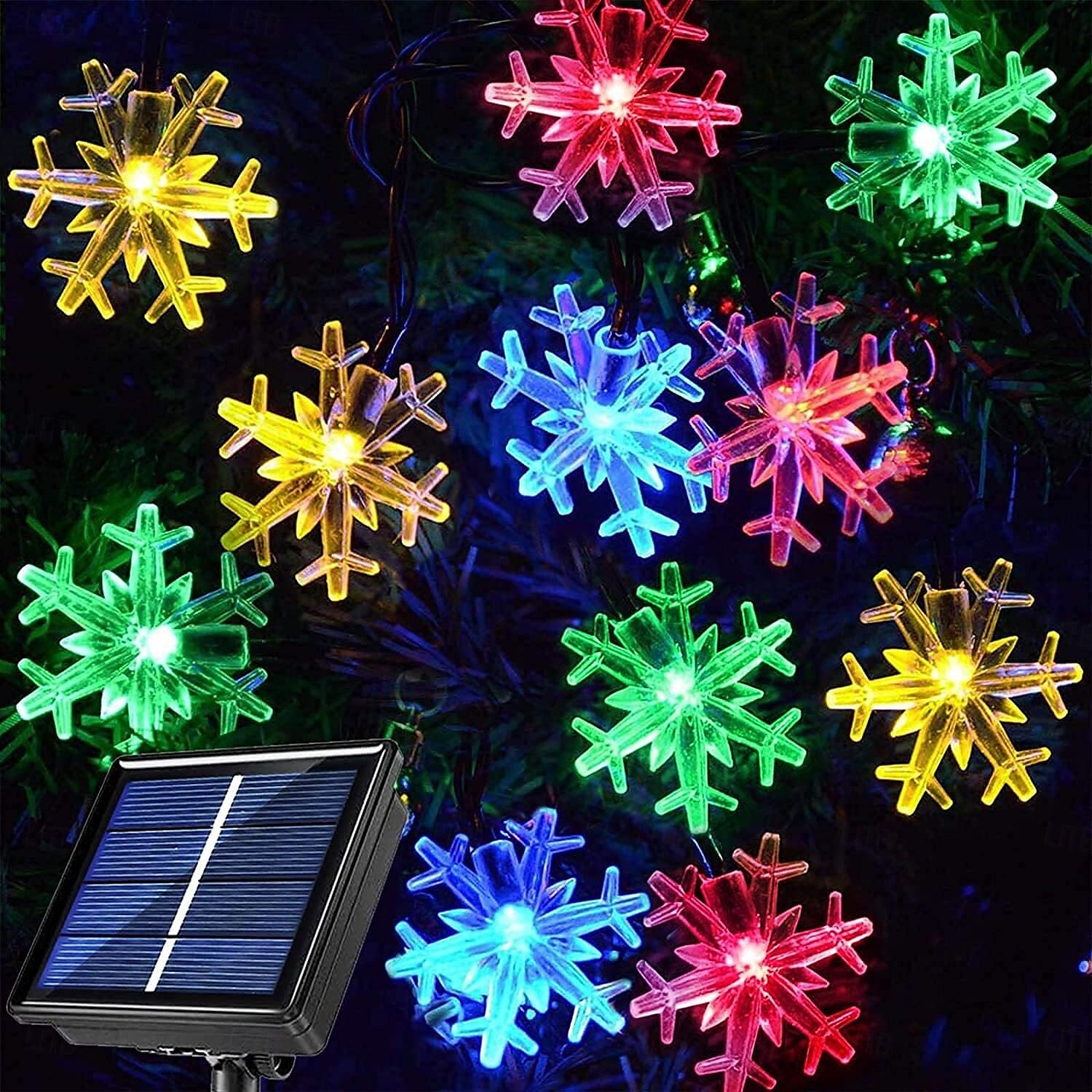 solární led vánoční vločka vodotěsná víla řetězová světla 30/50/100 led 8 režimů osvětlení venkovní dvorek zahrada dovolená zahrada svatba novoroční párty venkovní vnitřní dekorace 2025 - $13.99 –P3