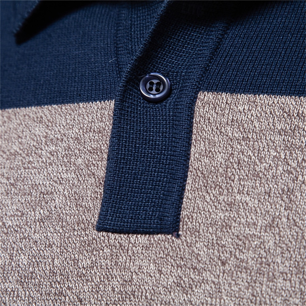 ذكر جاكيت صوف متماسكة عادية لون مختلط Lapel كاجوال / يومي ملابس خريف & شتاء أحمر أزرق ملكي S M L 2025 - $37.99 –P3
