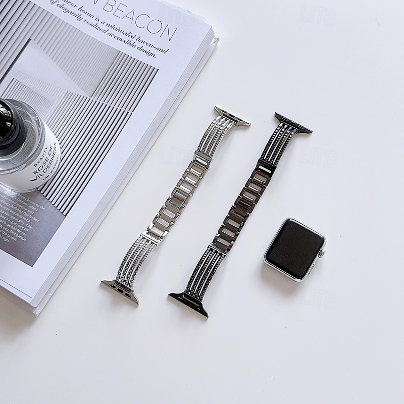 Solo Loop Συμβατό με Ζάντα ρολογιού Apple Watch 38mm 40mm 41mm 42mm 44mm 45mm 49mm Γυναικεία Μεταλλικό κούμπωμα Ρυθμιζόμενο κράμα Ανταλλακτικό λουράκι ρολογιού για iwatch Ultra 2 Series 9 8 7 SE 6 5 2025 - $20.99 –P3