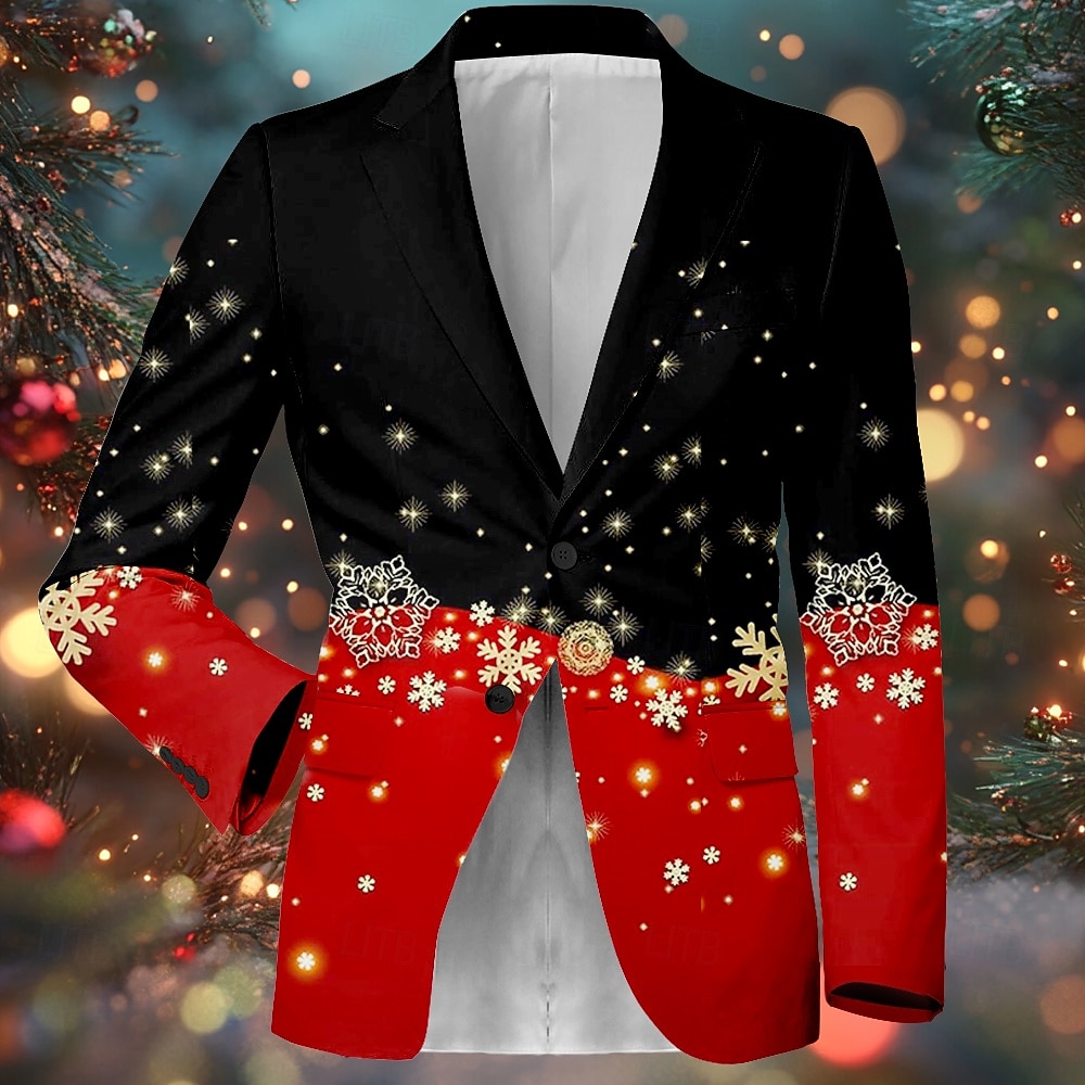 Blazer imprimé scène de Noël pour homme, manteau décontracté avec flocons  de neige, veste blazer chaude et respirante, confortable, soirée, quotidien,