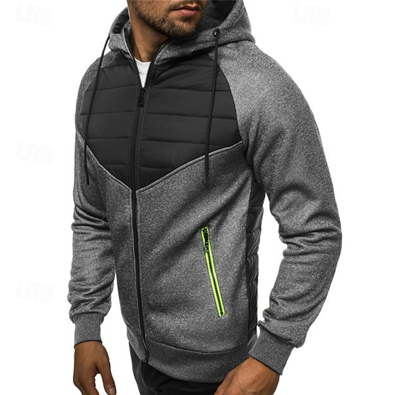 Voor heren Hoodie met rits Hoodie met volledige rits Zwart Donkergrijs Grijs Capuchon Kleurenblok Rits omhoog Lapwerk Zak Sport & Outdoor Dagelijks Feestdagen Polyester Streetwear Basic Casual Herfst 2025 - $21.99 –P6