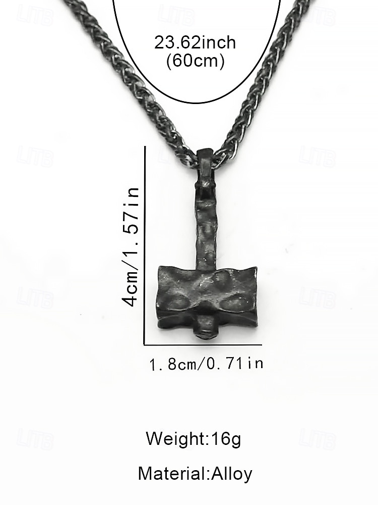 Men's Viking Thor Hammer Pendant Necklace – Rustic Iron Amulet with Cord 2026 - $5.99 –P5