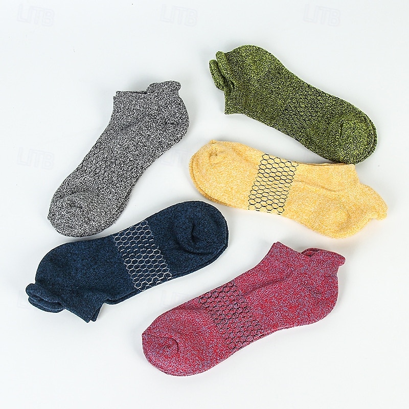 Hombre 5 pares Paquetes múltiples Calcetín Calcetines hasta el Tibio Calcetines Cortos Calcetines informales Amarillo Rojo Color Plano Deporte Diario Vacaciones Básico Medio Primavera Otoño Moda 2025 - $14.49 –P7
