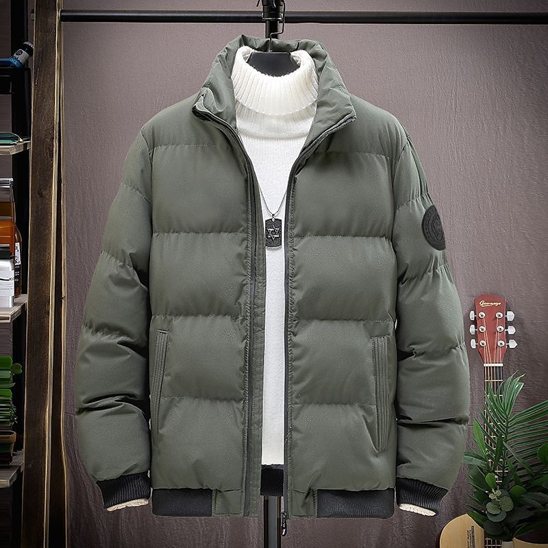 Hombre Abrigo de invierno Chaqueta acolchada Bolsillo Poliéster Ropa Cotidiana Cita Vacaciones Regular Moda Casual Cómodo Mantiene abrigado Otoño invierno Bloque de color Negro Rojo Verde Ejército 2025 - $29.99 –P9