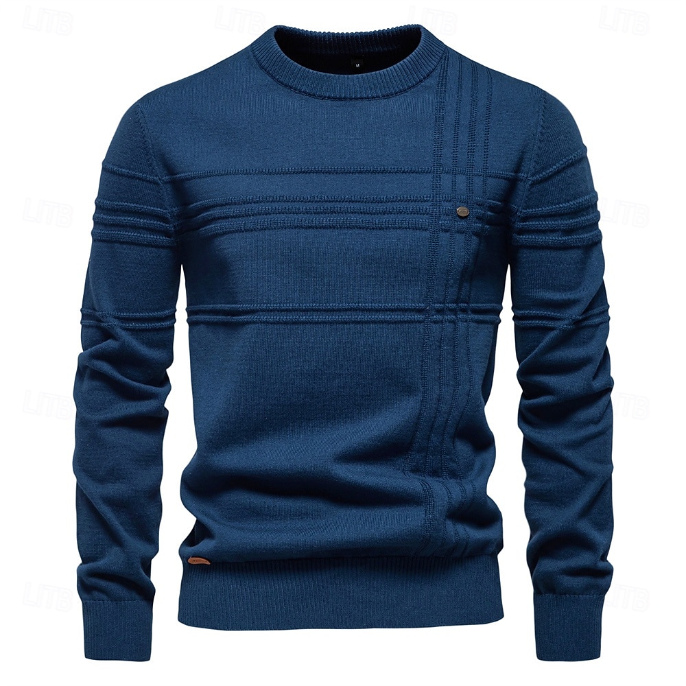 Hombre Pull-over Tejer Tops regulares De Punto Color sólido/liso Cuello redondo Casual Casual Diario Ropa Otoño invierno Azul Piscina Verde Trébol S M L 2025 - $34.99 –P9